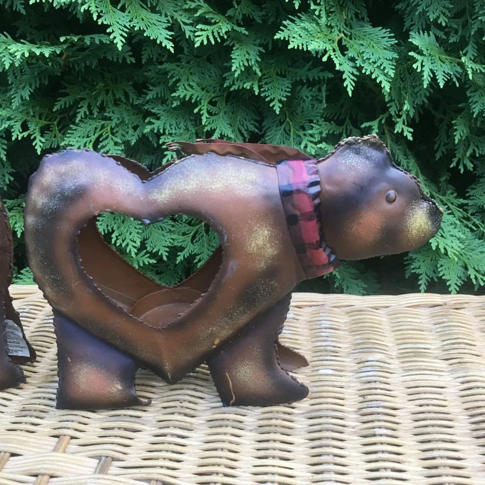Cute Metal Bear Candle Holders, set of 2
